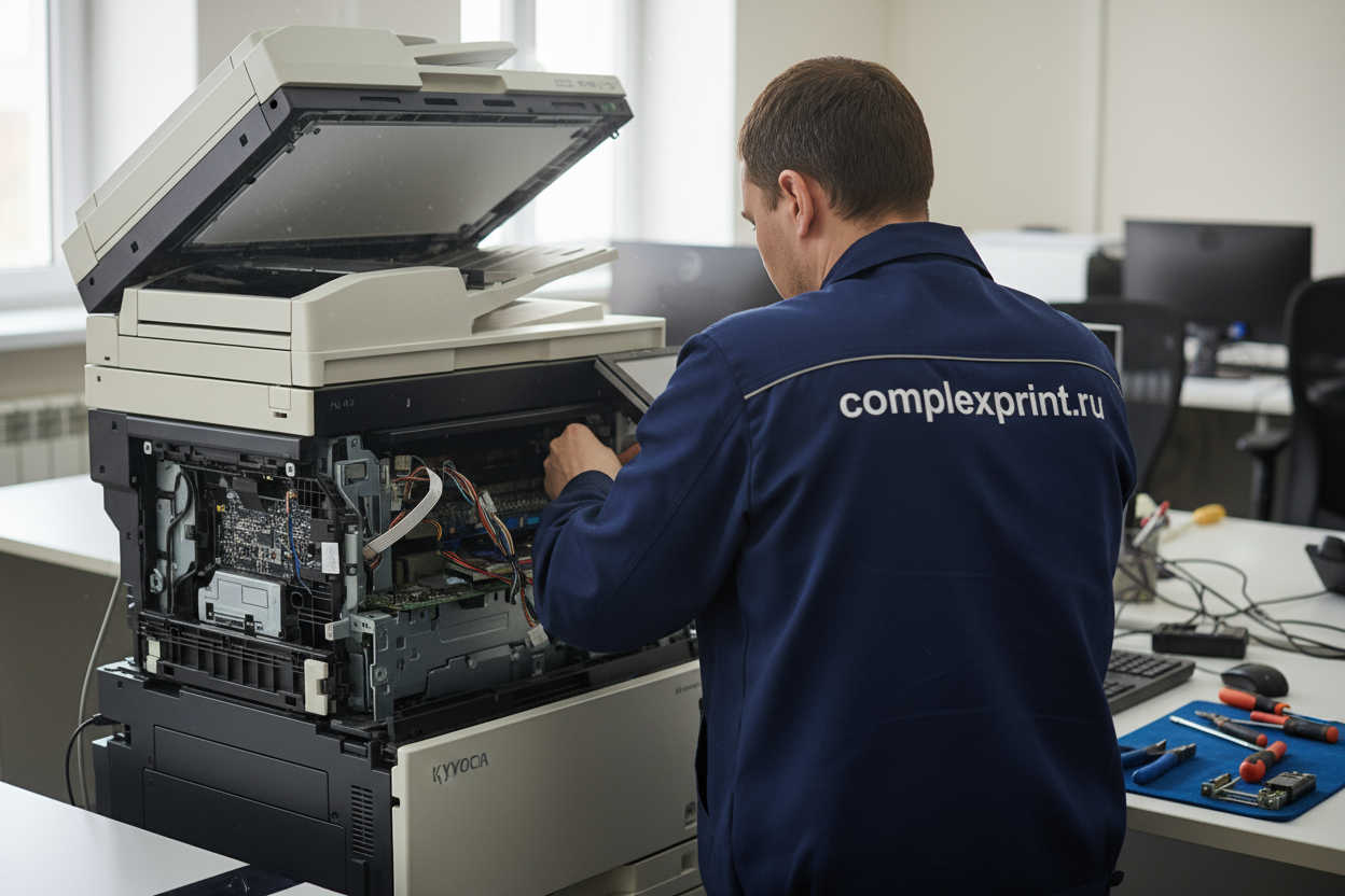 Мастер ComplexPrint ремонтирует принтер Kyocera ECOSYS с оригинальными запчастями