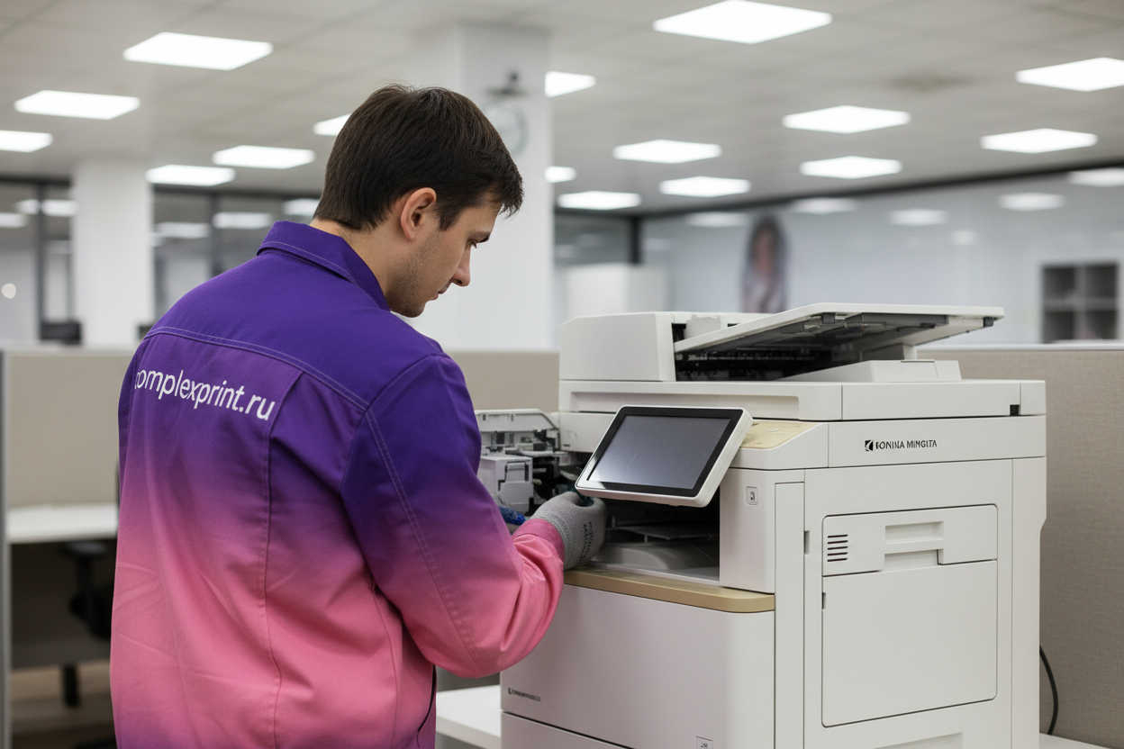 Мастер ComplexPrint ремонтирует МФУ Konica Minolta bizhub с оригинальными запчастями
